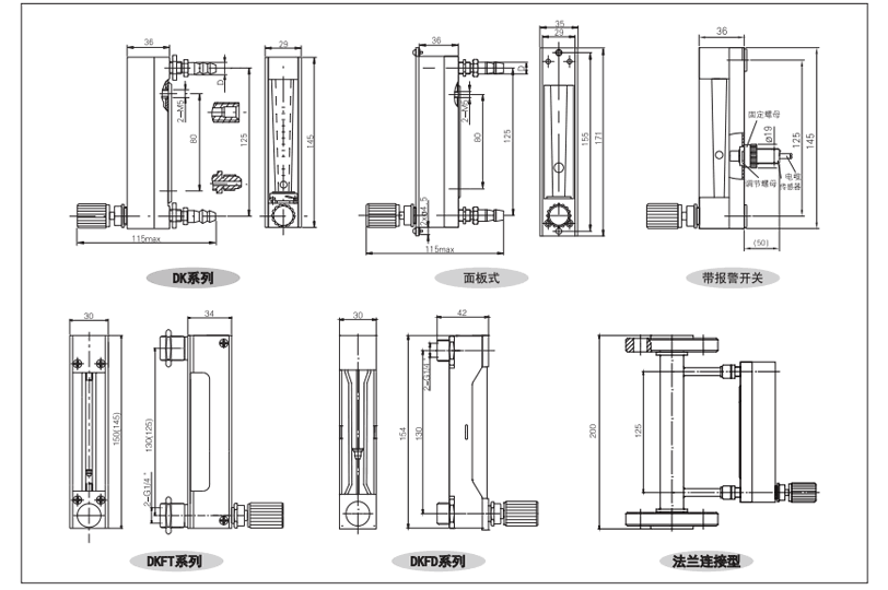 DK800玻璃轉子流量計外形及安裝尺寸